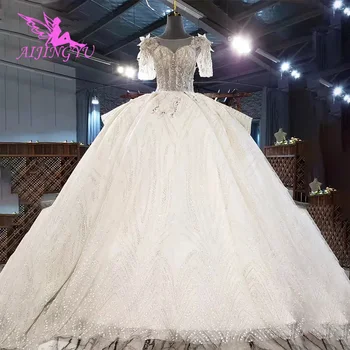 شراءAIJINGYU فستان الزفاف اللجام الثياب حجم كبير جميلة مسلم في دبي الأيرلندية فستان زفاف رومانسي على الانترنت