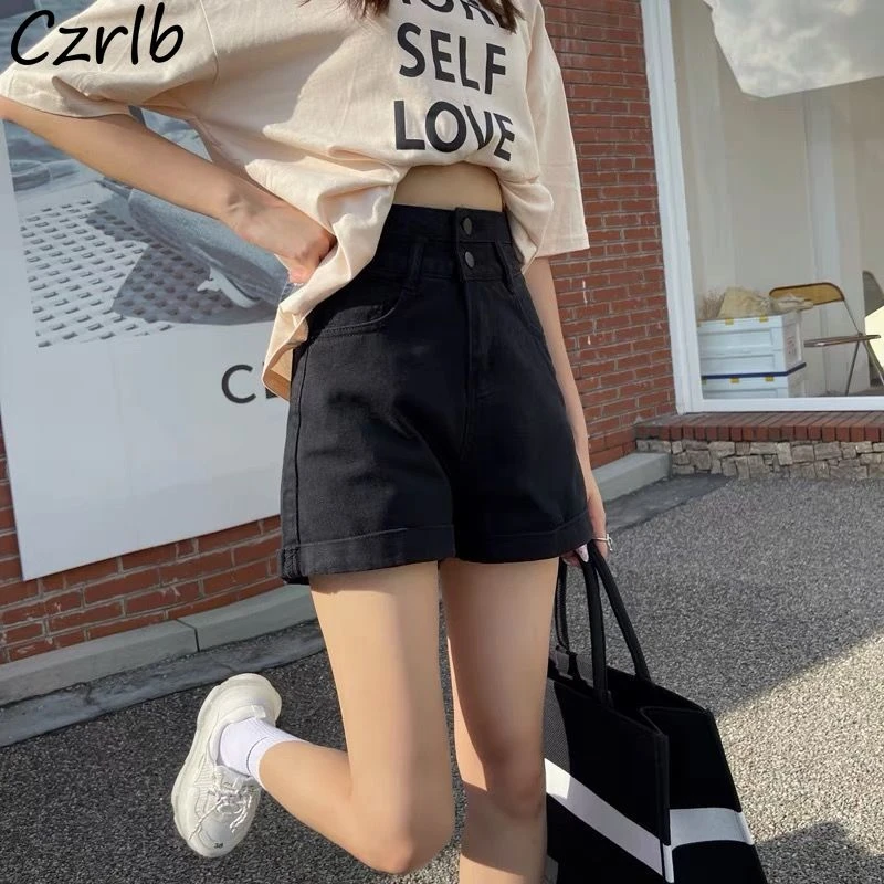 Pantalones cortos de mezclilla para mujer, ropa calle elegante, Clásica, suave, para estudiantes|Pantalones cortos| - AliExpress