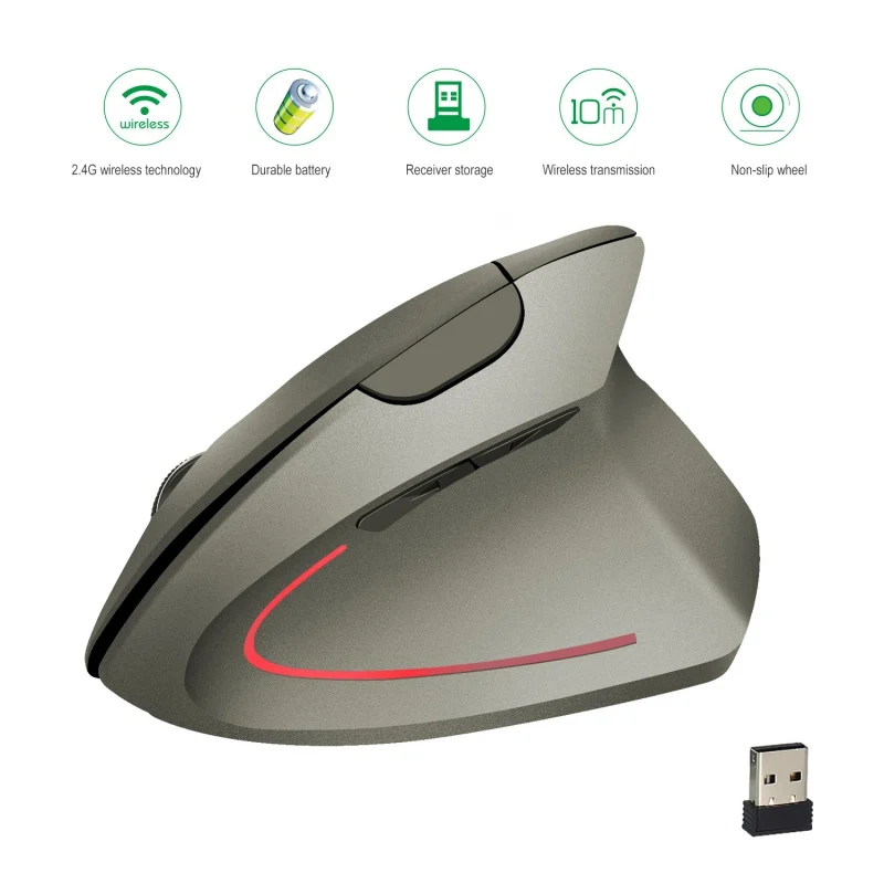 2400 dpi Вертикальная мышь 2,4 ГГц Беспроводная вертикальная мышка с usb-приемником игровая эргономичная мышь Mause для настольных ПК Игровые мыши