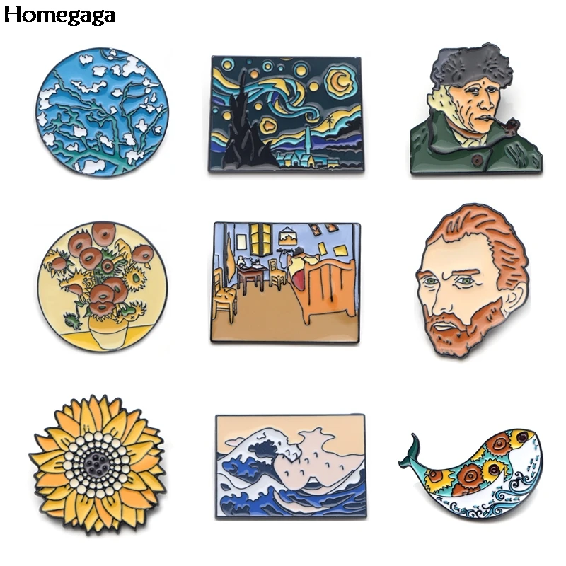 Homegaga Ван Гог и его работы цинковый галстук булавки крутой рюкзак ...