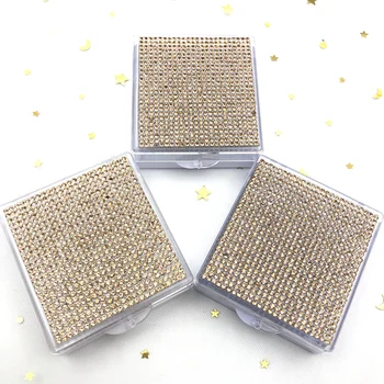 

Mikiwi Wholesale False Eyelash Packaging Empty Diamond Case Box Bling Glitter 3d Mink eyelashes Square Diamond Sticker Boxes