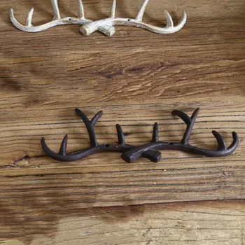 

Cast Iron Antler Wall Hook Hanger Home Decoration Elk Coat Hat Scarf Rack
