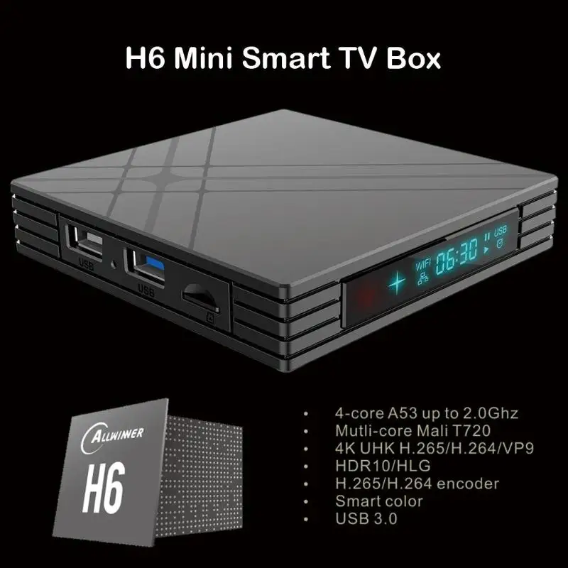 Смарт-ТВ приставка Eachlink H6 Mini 3+ 32G Android 7,0 2,4G wifi 100 Мбит/с Четырехъядерный 4K ТВ приставка Bluetooth приставка для Android