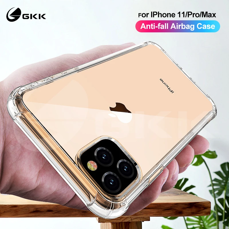 GKK for Apple iPhone 11 Pro Max Case Transparent Reinforced Corner Anti-knock TPU Soft For Cover Coque Fundas |