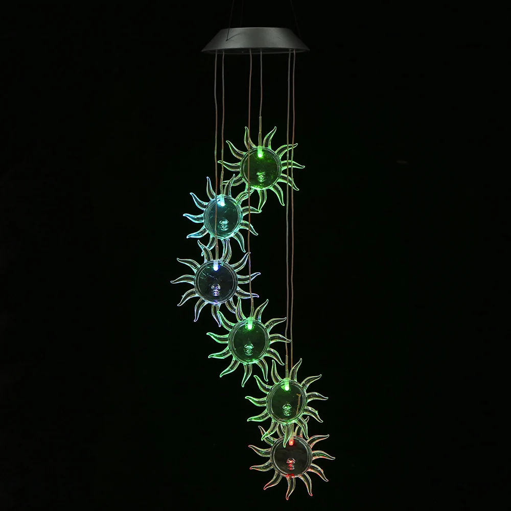 Outdoor Yard Garden Decoration Luminous Butterfly Dragonfly Moon And Star Sun Snowflake Hanging Decorative Lamp For Garden