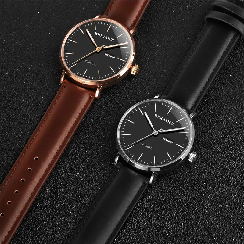 mecânicos automatictop marca luxo relógios de pulso design simples reloj