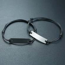 Изготовленным на заказ логосом Браслет Модные оплетка веревки уникальный унисекс Выгравировано Название ID Браслеты ювелирных изделий для любимой, подруги подарок