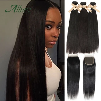 

Straight Hair 3 Bundles With Lace Closure Hair Extensions Non Remy Malaysia Hair 3 Bundles And Lace Closure Free Shipping Allure