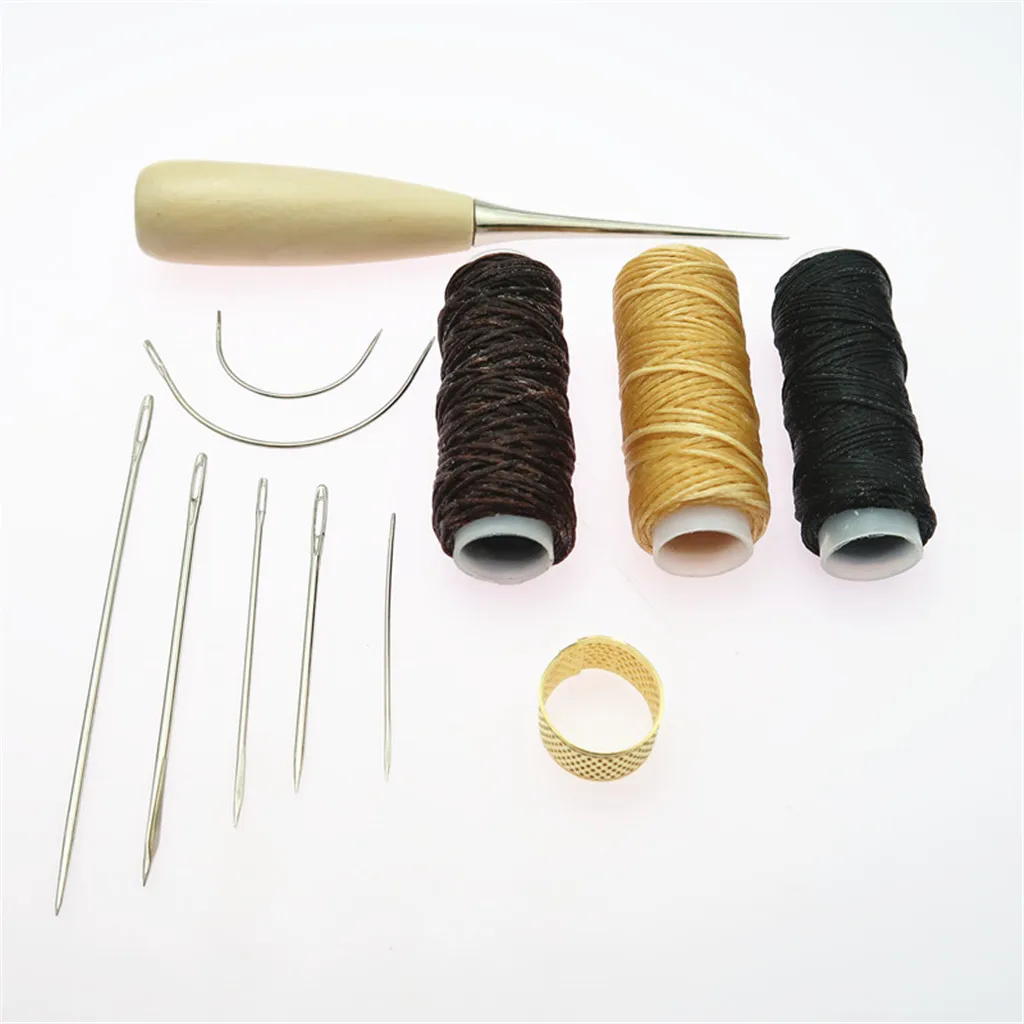 12 Pieces/Set Leather Waxed Thread Sewing Thread Needles Stitching Tools Kit