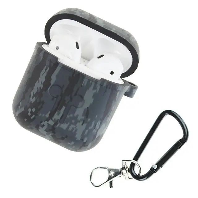 Camouflage Silicone Shockproof Protector Cover Case Carabiner For Airpods Case i10 i12 TWS Bluetooth Luminous Protector
