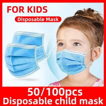 

kids Face Mask Disposable Environmentally Friendly child Facemask With Breathable 3Ply Ear Loop mascarias Blue Masks Industrial