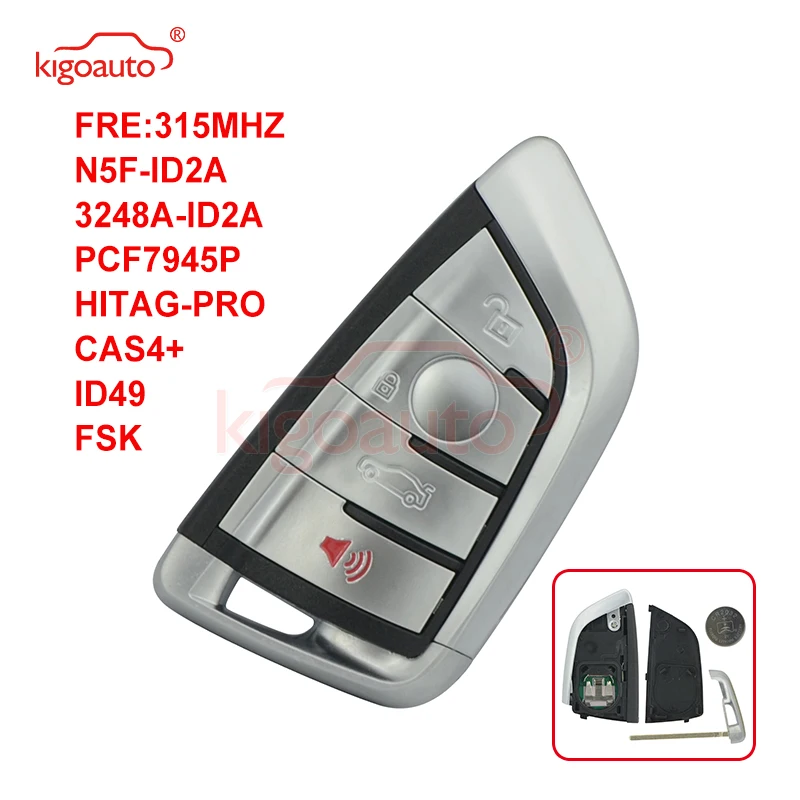 Kigoauto N5F-ID2A Smart key 4 button 315Mhz ID49-PCF7953 Chip for BMW X5 X6 3248A-ID2A  (with Foot Kick Sensor) smart remote key for land rover freelander 2 keyless go smart remote control car key 315mhz 433 mhz with id46 chip pcf7953