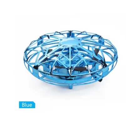 Blue Мини летающий НЛО RC droneFlayaball индукционный Квадрокоптер Дрон детские игрушки Infraed ручной вертолет анти-столкновения самолета - Цвет: Blue