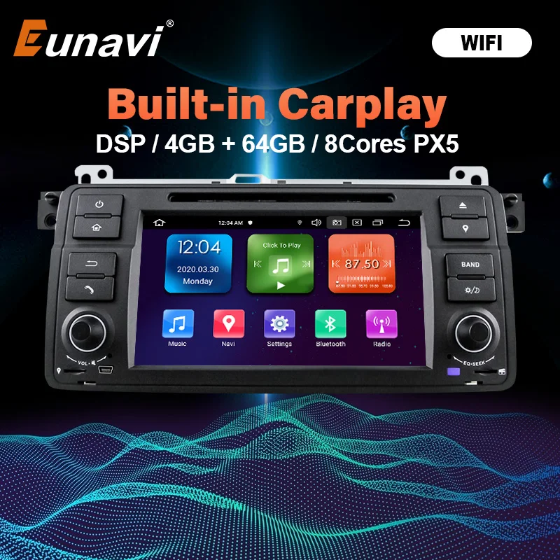 Eunavi Un 1 Din Android 10 Auto Dvd Gps Radio Per Bmw E46 M3 Rover Serie 3 Auto Radio Stereo Unità Principale Di Navigazione In Dash 4G Rds