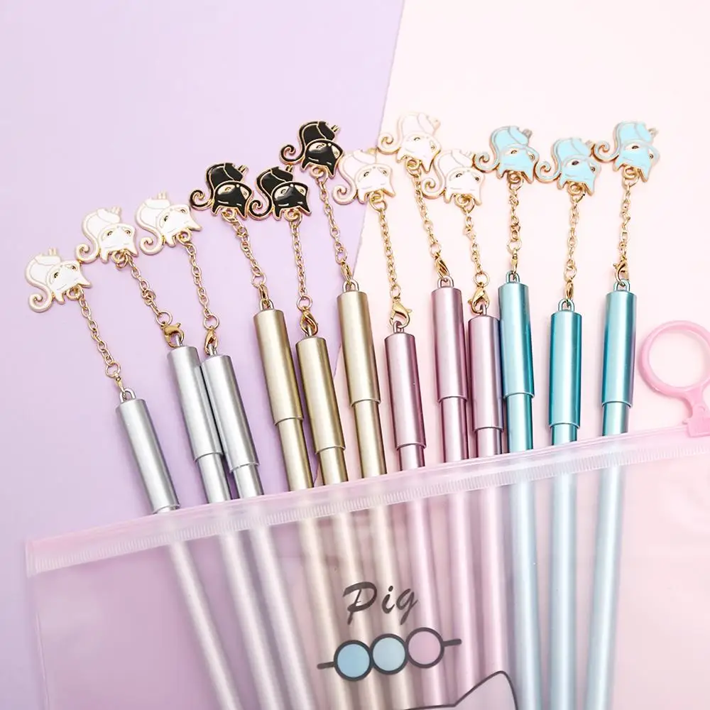 12 шт./упак. корейские креативные забавные гелевые ручки с лисой Синие Школьные
