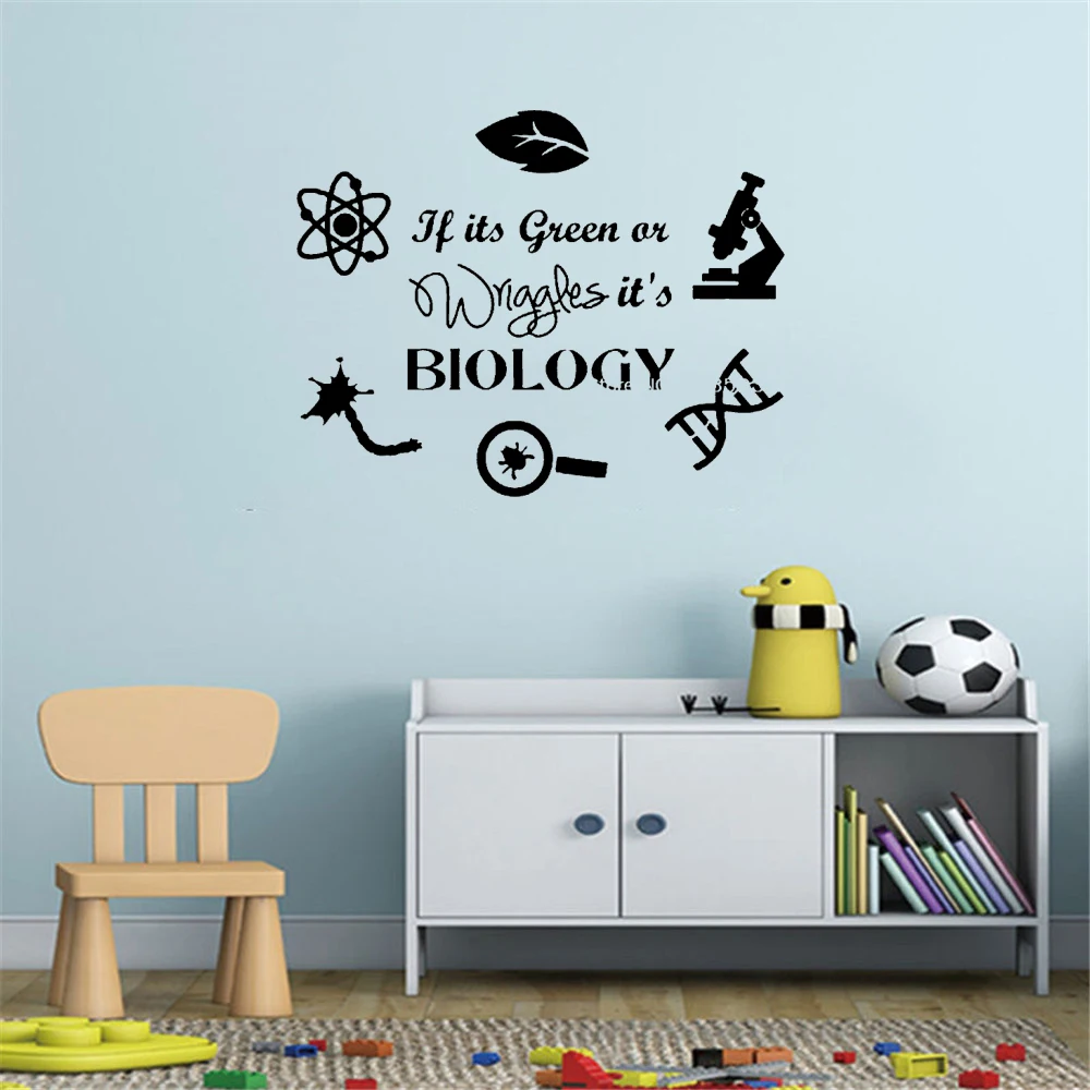 

it's green or wriggles Wall Stickers Biology Quotes Wall Decal For Science Classroom Interior Lettering Vinyl DW12976