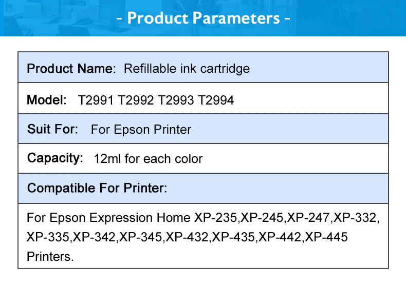 Toney universal(король T2991 Refillable патрон чернил для принтера Epson Expression Home XP-235 332 335 432 435 245 247 342 345 442 445 принтеры