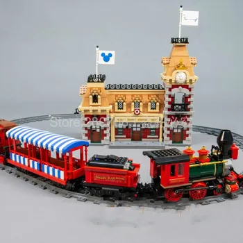 

In Stock J11001 Fairy Tales Playground Train And Station Building Blocks 3350pcs Bricks Toys Gift Compatible Movie 71044