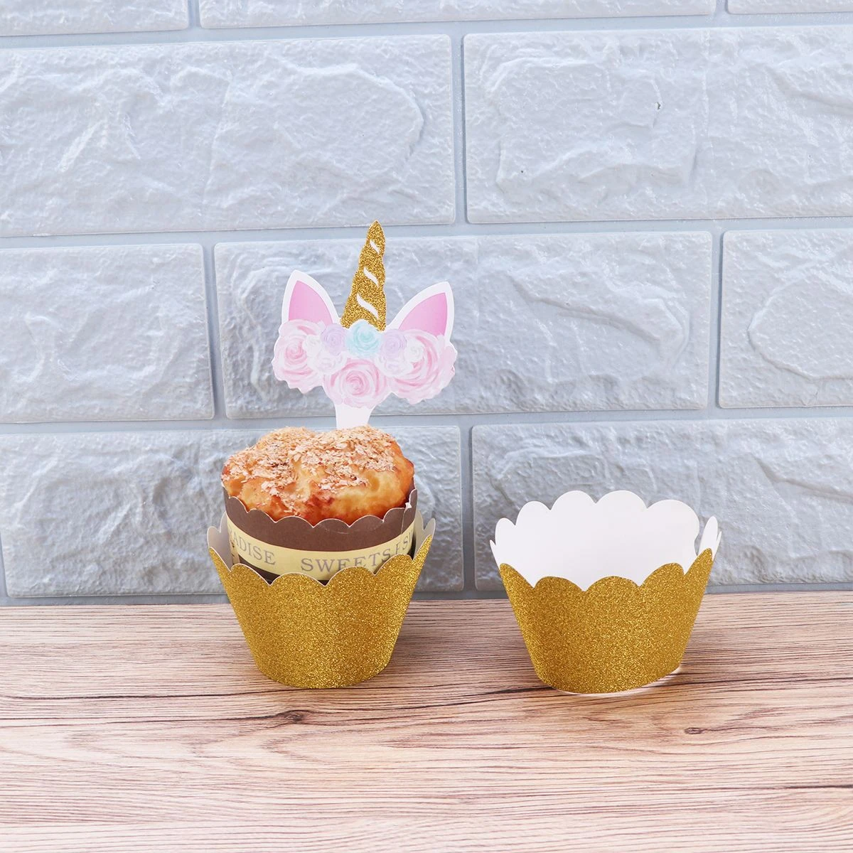 24 個かわいいユニコーンケーキトッパーとカップケーキラッパーマフィンカップケーキ紙コップ紙カップケーキラッパーパーティー用品誕生日 ケーキデコレーション用品 Aliexpress