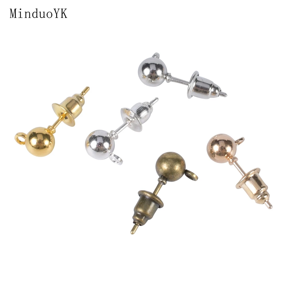 

30-50Pcs/Lot Stud Earrings Basic Pins With Stoppers Backs For Jewelry Making Diy Earrings Findings Supplies
