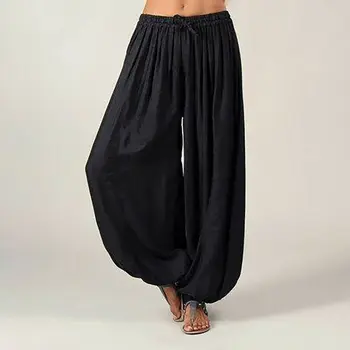 

Hot Women Ali Baba Pants Aladdin Solid Elastic Afghan Genie Hippy Loose Dance Fashion Lady Cotton Casual Trousers Plus Size 3XL