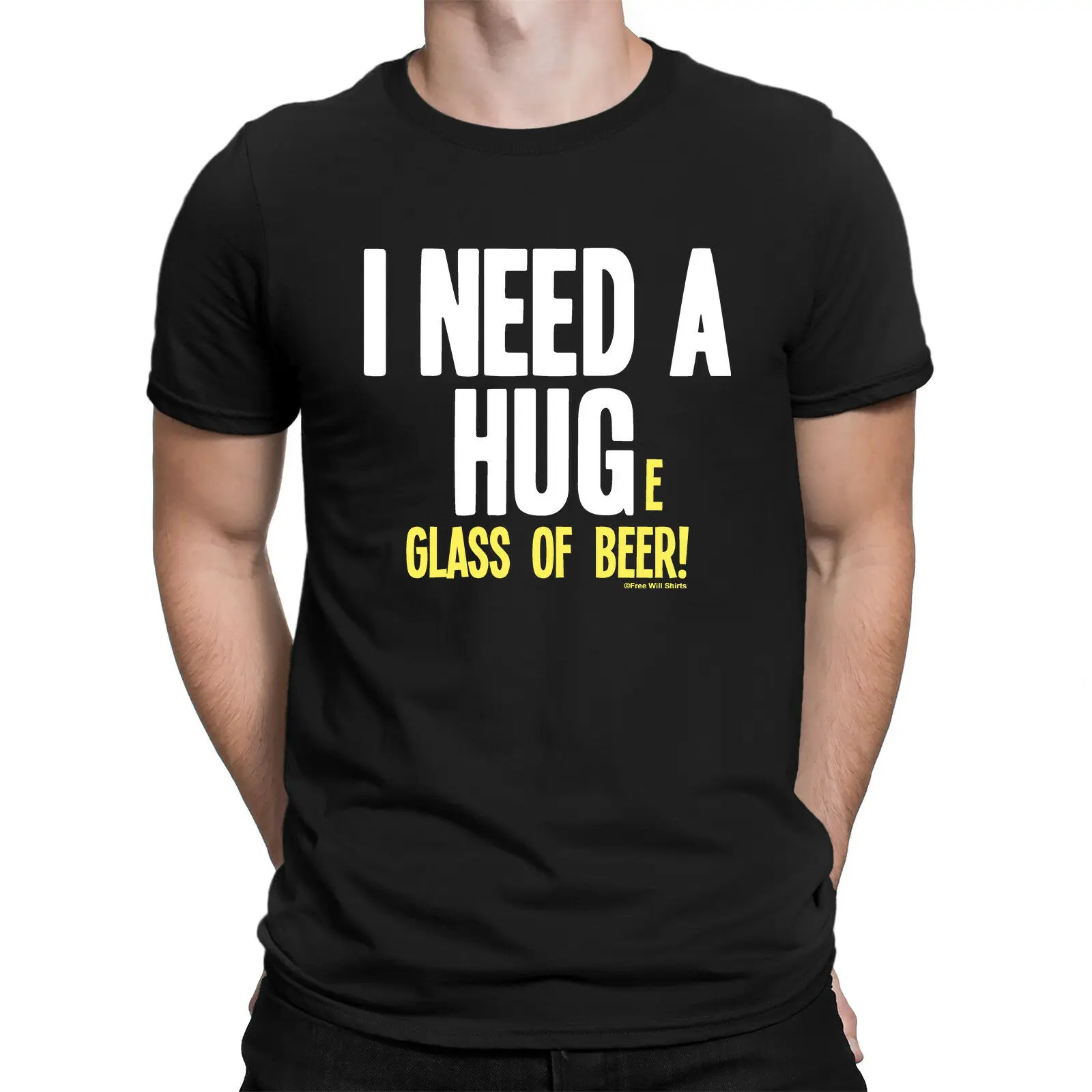 I NEED A HUG HUGE GLASS OF BEER Mens Funny T-Shirt Alcohol Humour Joke Party Tee |