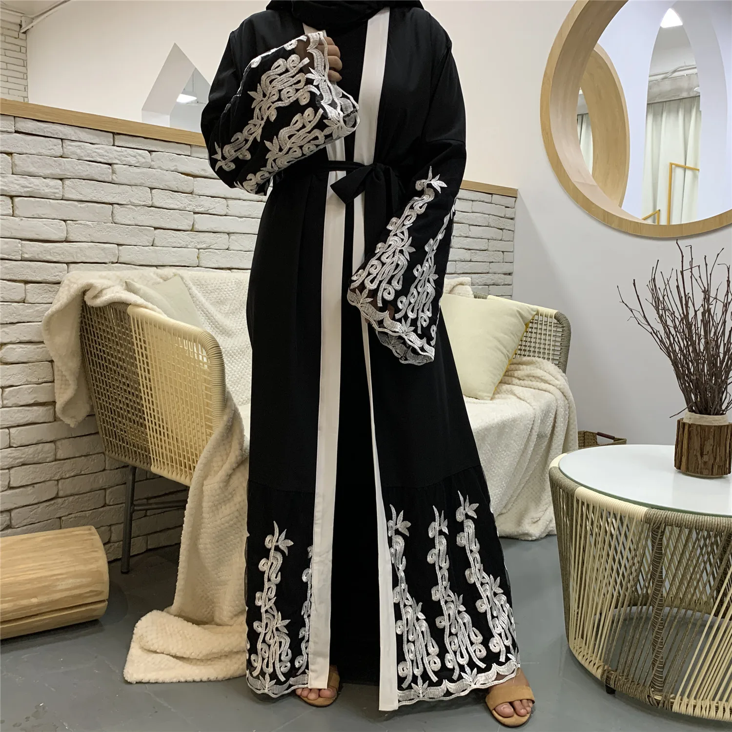 Fashion Muslim Print Abaya Full Dresses Cardigan Kimono Long Robe Gowns Tunic Jubah Middle East Ramadan Arab Islamic Clothing