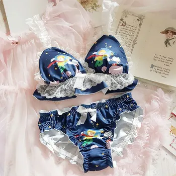 

Push Up Soft Underwear Intimates Set Kawaii Lolita Color Beige My Melody Cute Japanese Yle Milk Silk Bra & Panties Set
