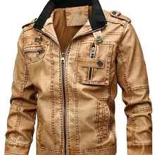 Мужская кожаная куртка размера плюс XL-5XL, винтажная Осенняя зимняя мужская одежда, теплая Повседневная мотоциклетная куртка из искусственной кожи, пальто большого размера s