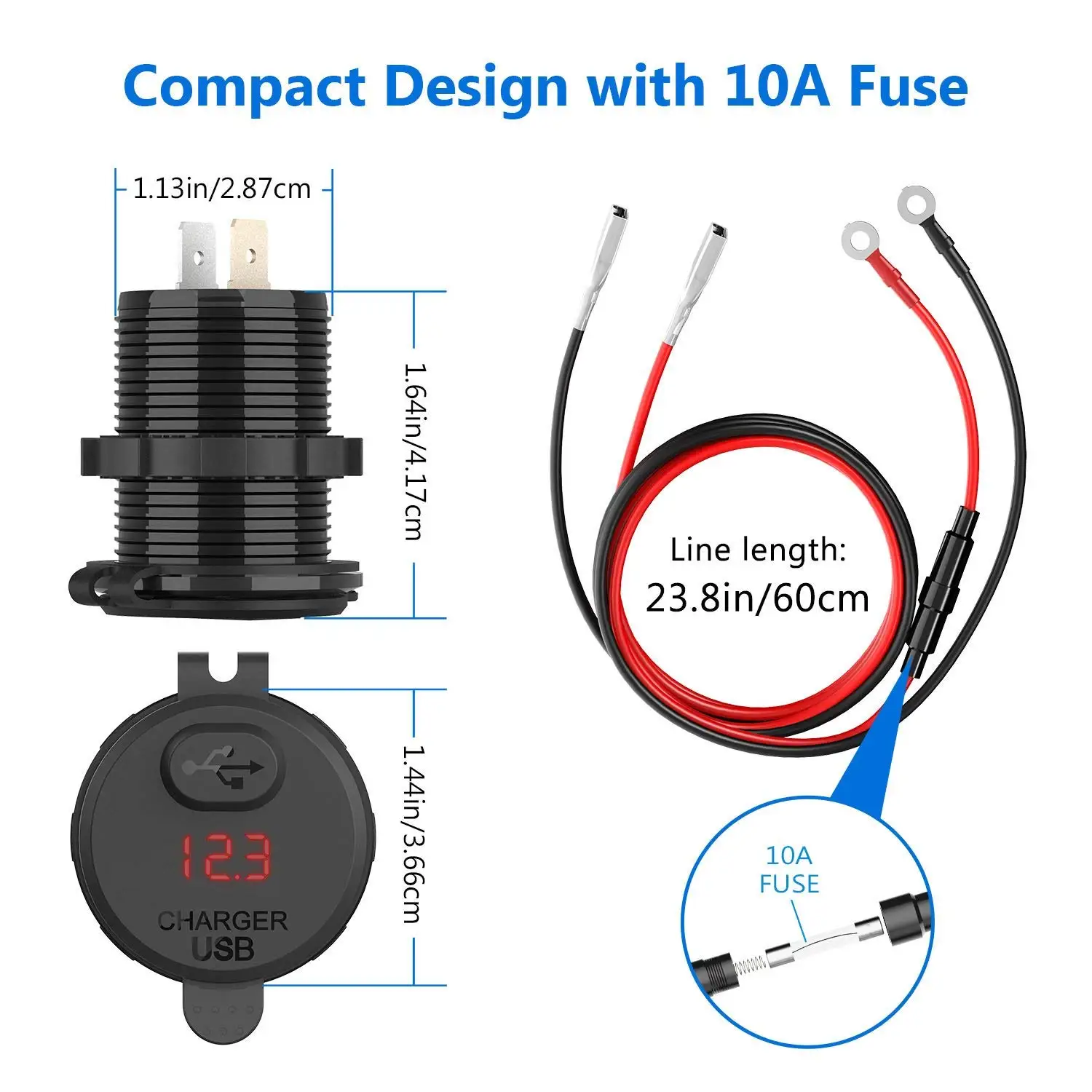 DIY 18 Вт 12 В/24 В Быстрая зарядка 3,0 USB Автомобильное зарядное устройство водонепроницаемый переключатель вольтметр 60 см кабель RV ATV лодка морской мотоцикл