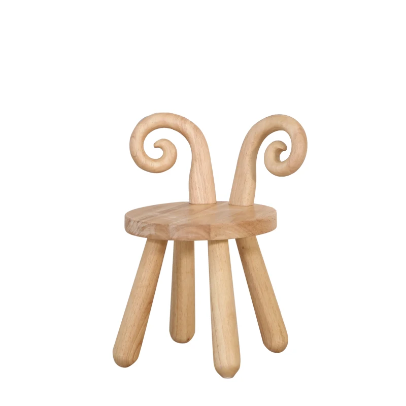 JOYLOVE Solid Wood Small Bench Children's Stool Cartoon Deer Stool Home Backrest Low Stool Creative Cute Animal Small Chair