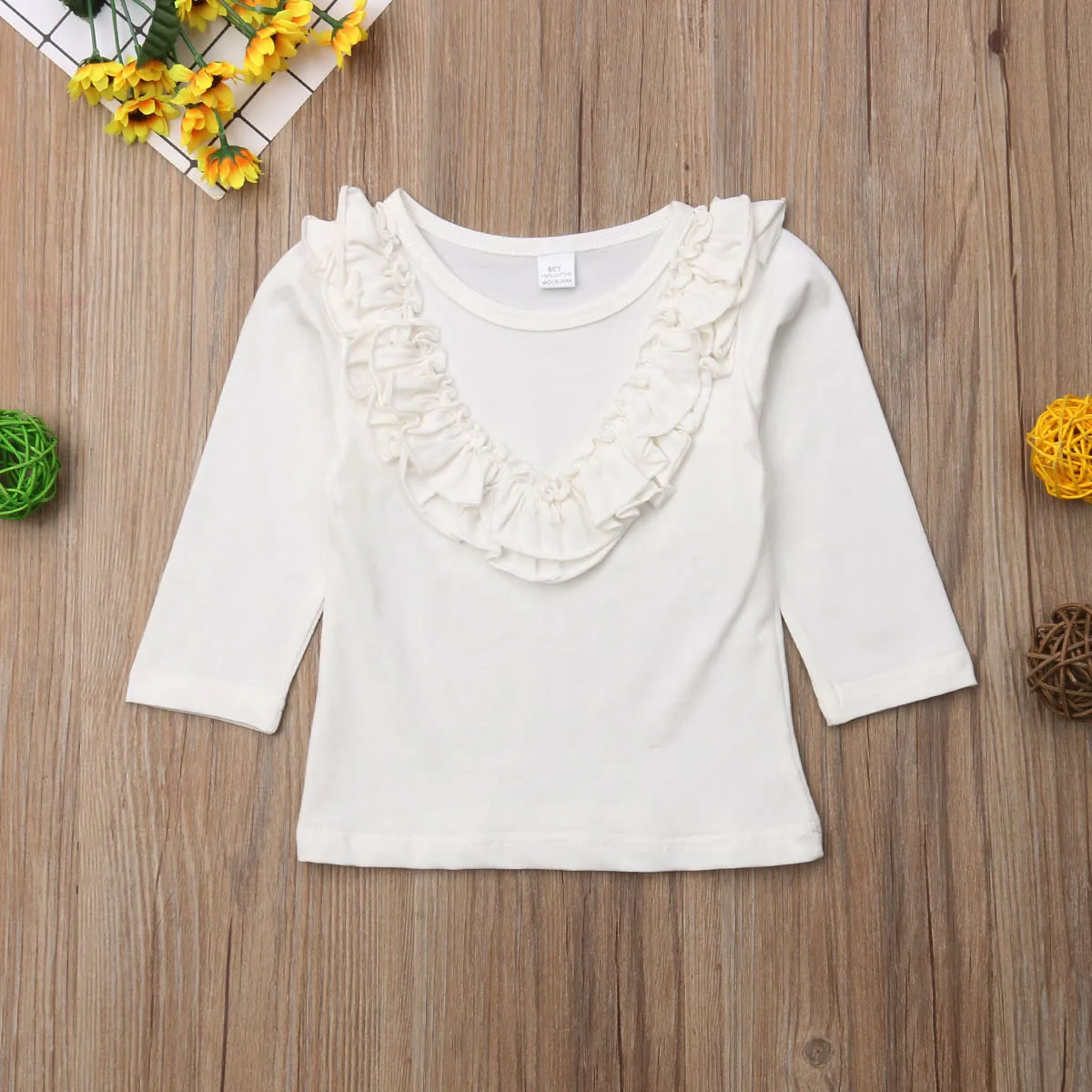 Детская Хлопковая футболка с длинными рукавами Pudcoco повседневная Однотонная