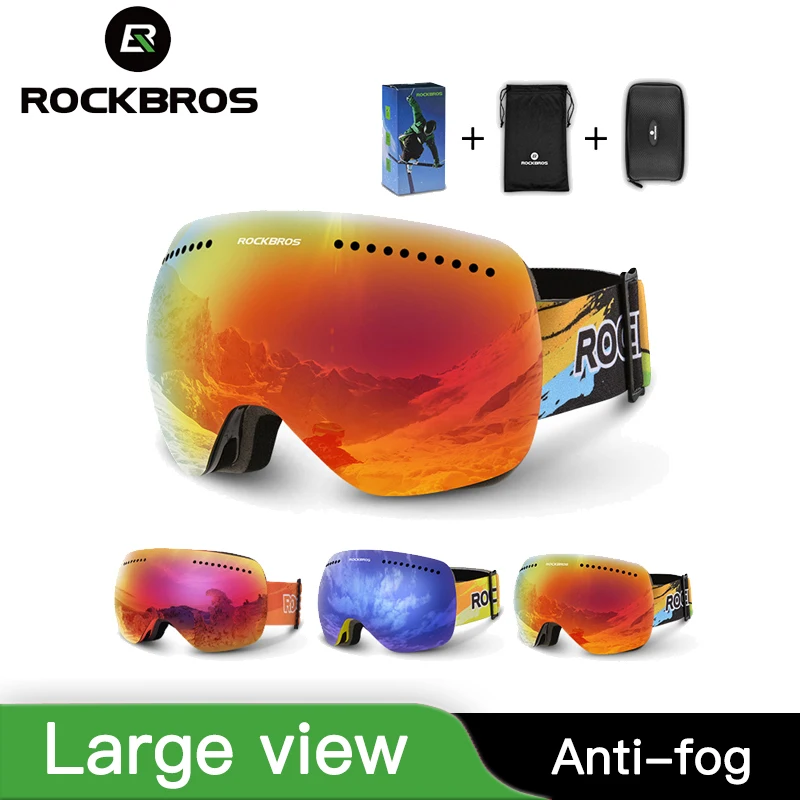 Двухслойные лыжные очки ROCKBROS мужские противотуманные покрытия для скейтборда
