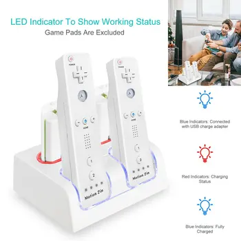

4 in 1For Wii U Charging Station for Wii U Controller Wii Charging Station with 4 For Wii Batteries Battery Hot