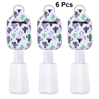 

3 Set 30ml Travel Size Bottle and Keychain Holder with Cactus Prints Hand Sanitizer Bottles with Keychain Carriers for Soap Loti