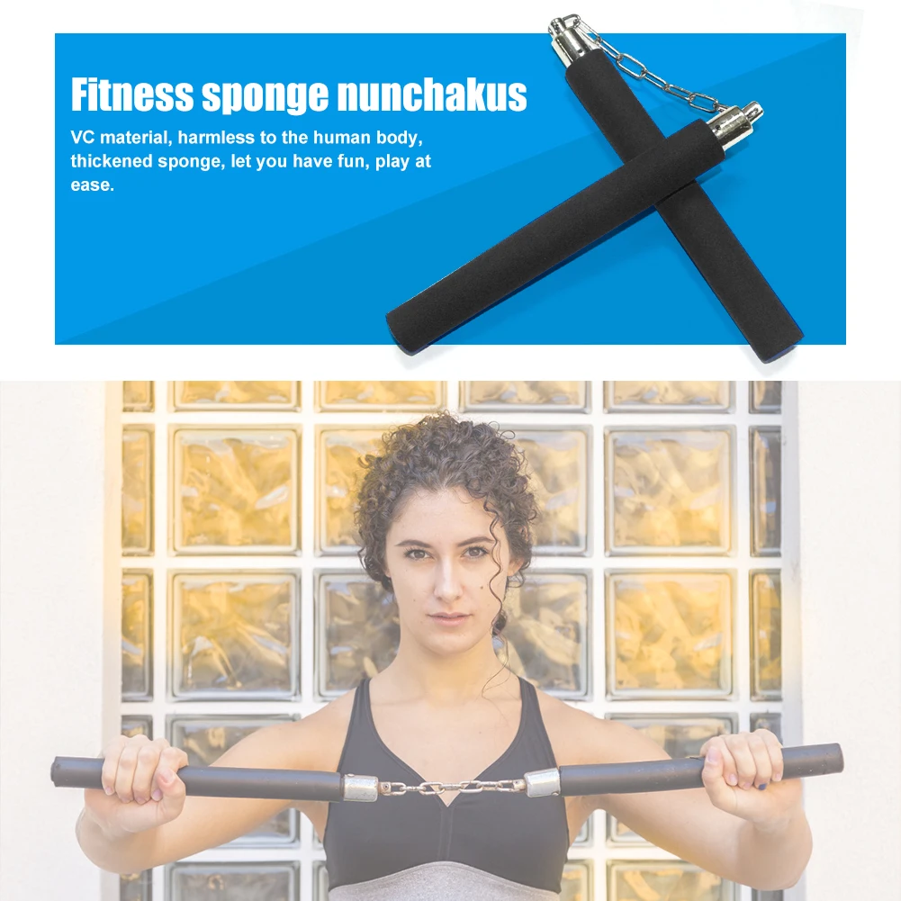Sponge Fitness Nunchaku Kung Fu Training Stick Exercise Equipment Black 