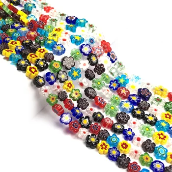 

Wholesale Charms Glass Stone Beads Millefiori Flower Shape Lampwork Glass Beads for Jewelry Making Necklace Bracelet DIY 9/11/13
