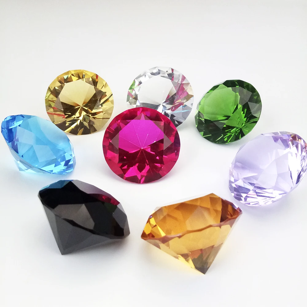 30mm K9 Crystal Faceted Diamond Birthday Gifts Paperweight Decorative Cut Glass Giant Gemstone Wedding Office Desktop Ornament