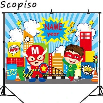 

Scopiso Superhero Birthday Party Baby Child Portrait Photographic Background Custom Photography Backdrops Photo Studio Prop
