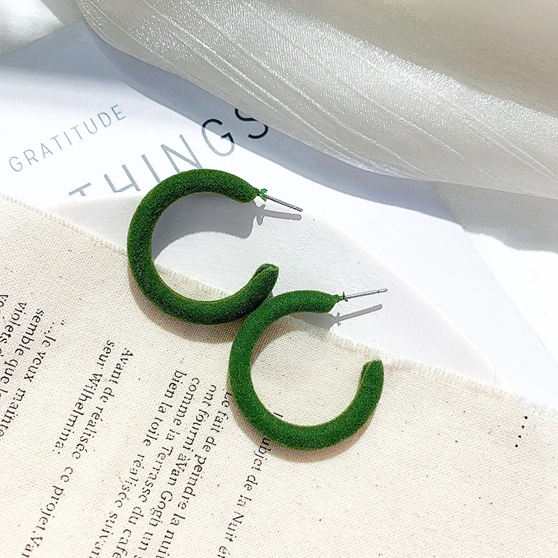 Зеленые бархатные серьги-кольца, круглые серьги для женщин, модные ювелирные изделия, новинка - Окраска металла: 6