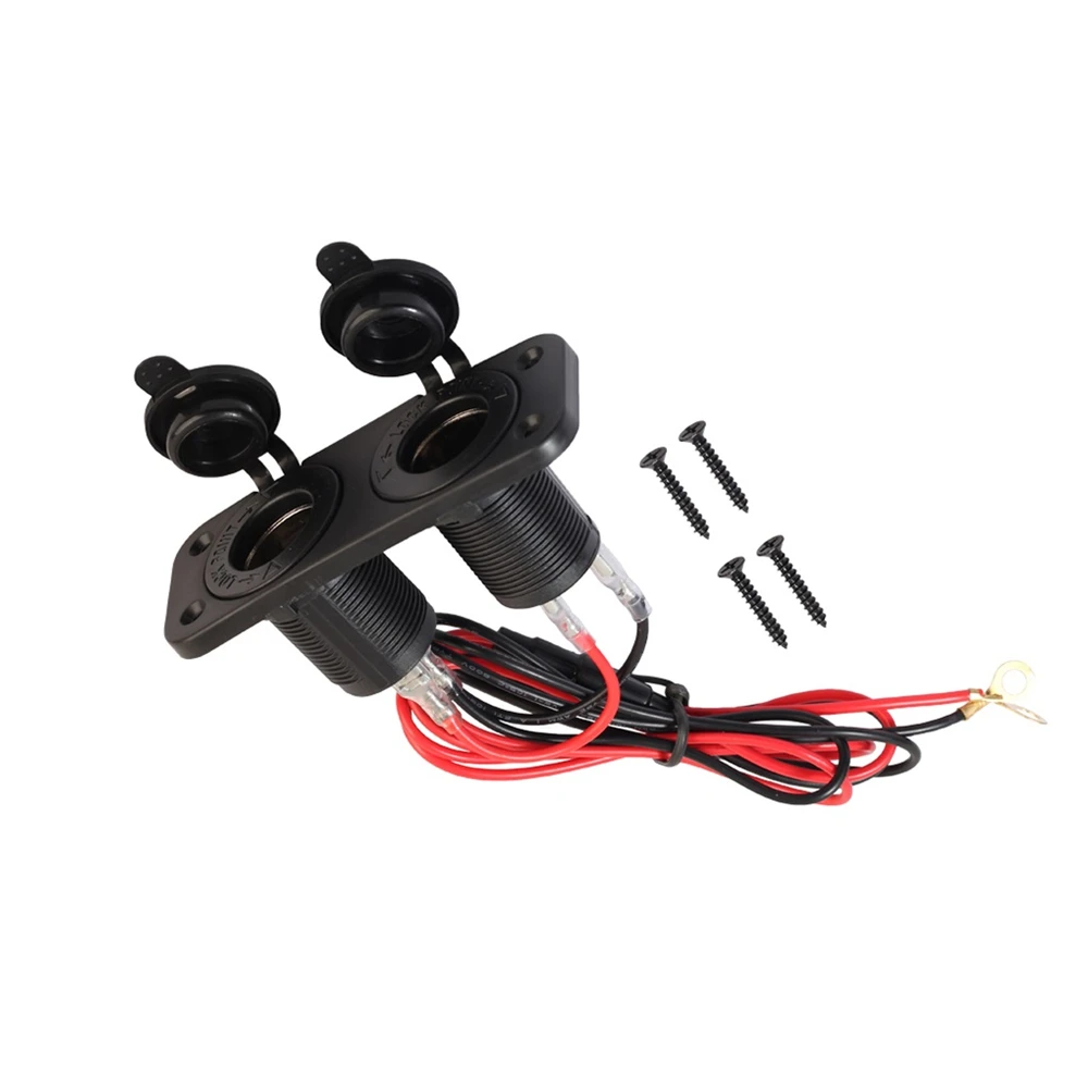 

ABS Car Auto Motorcycle 12V Cigarette Lighter Waterproof Panel 2 Female Socket Power Outlet Plug 4