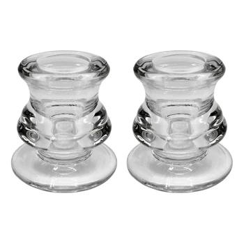 

Clear Glass Taper Candle Holder, Decorative Taper Candlestick Holder for Wedding, Dinner, Party, Set of 2