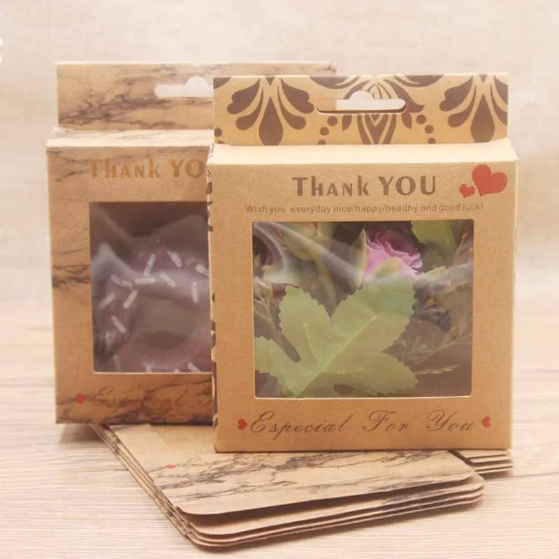 

10pcs 30x8mm DIYThank you with love Gift Box with Clear Window Hang Hole Packaging Boxes Party favors hanger window Box package