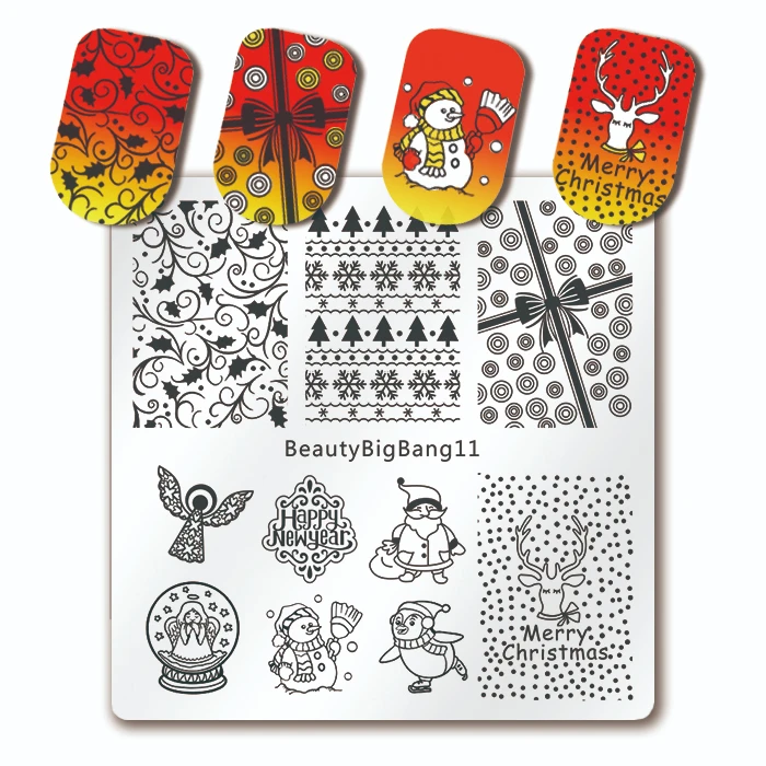 BeautyBigBang пластины для стемпинга ногтей Зимняя Рождественская тема Снежный олень изображение 12 см из нержавеющей стали штамп шаблон для стемпинга для нейл-арта - Цвет: BBB11