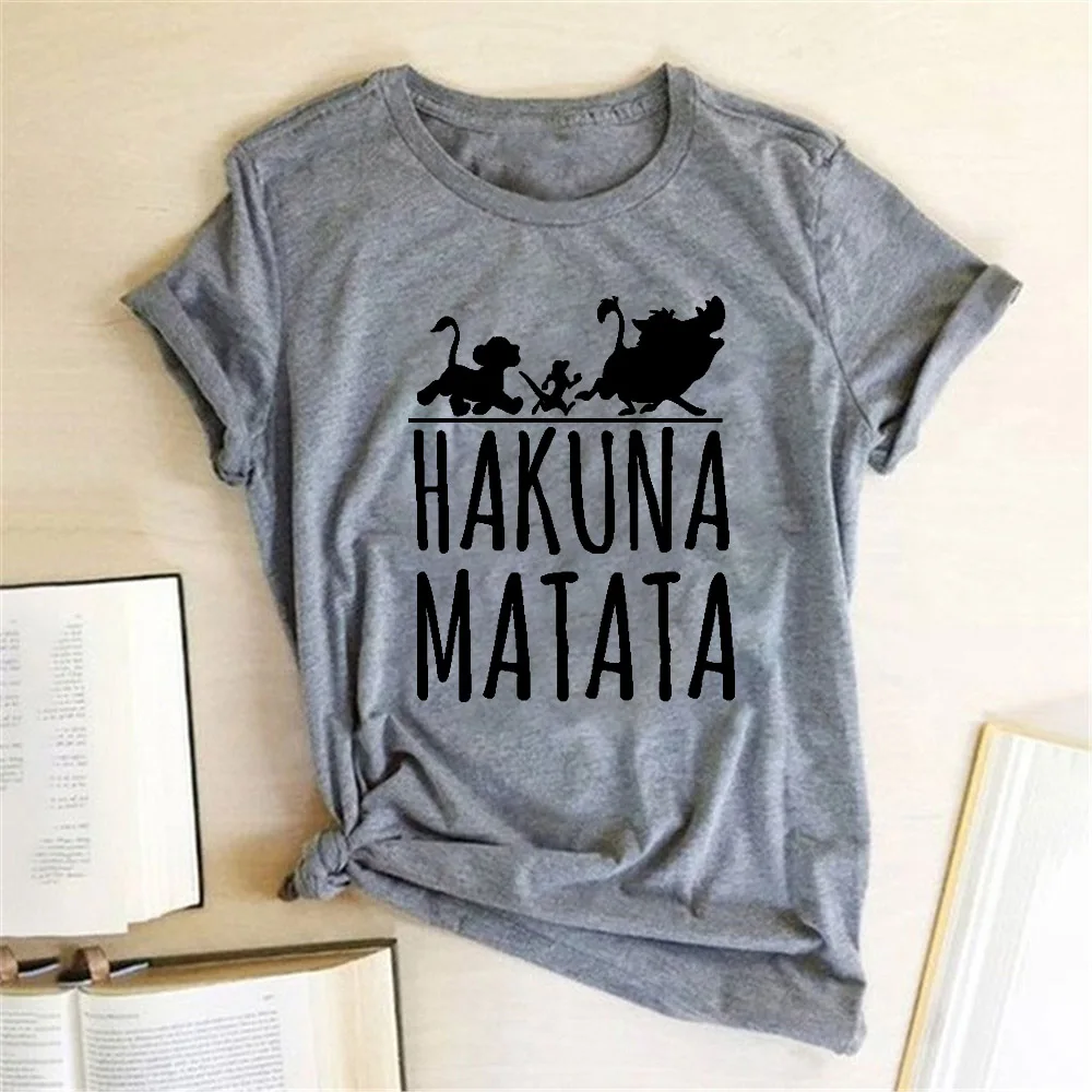 Hakuna Matata T Shirt Female Women Fashion Cute Short Sleeve Crewneck Hipster T Shirt Playeras De Mujer De Moda 2019 Graphic Tee