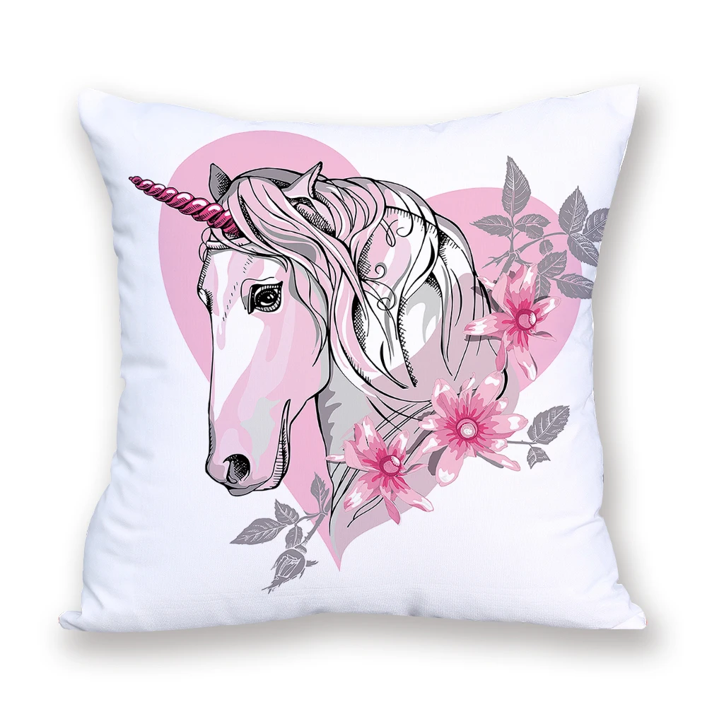 Единорог Заказные подушки чехол мультфильм CushionCovers животных Cover45 * 45 cmThrow подушки домашний диван для декоративные подушки