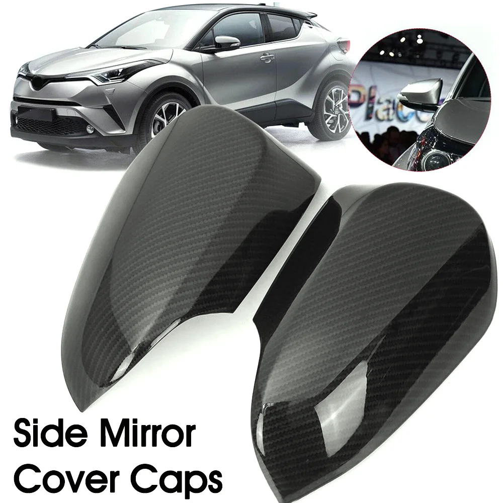 

2Pcs Carbon Fiber Black Side Rearview Back Mirror Cover Cap Trim Shell ABS Fit For Toyota CHR 2016 Corolla 2014 2015 2016 2017