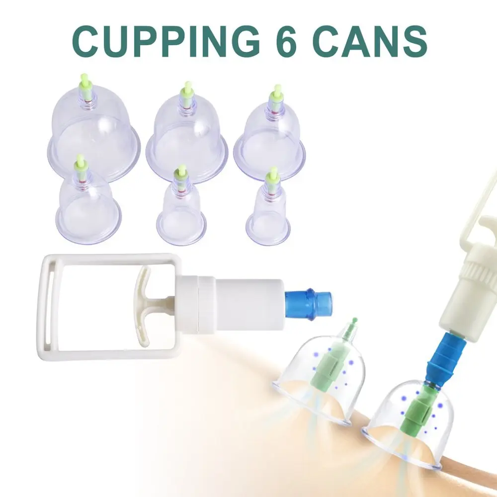 Chinese Medical Vacuum Cans Cupping Cups Set Back Body Massage Therapy Kit Anti-Cellulite Massager 6 With Suction Pump | Инструменты