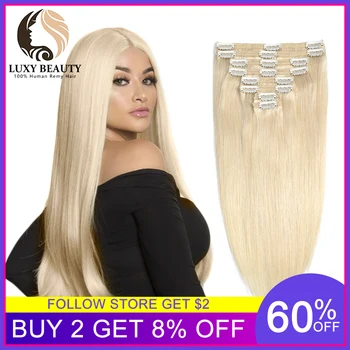 

Luxy Beauty Straight Clip In Human Hair Extensions Non-Remy Hair extensions Clip Ins 8pc/set Natural remy Brazilian Hair clips