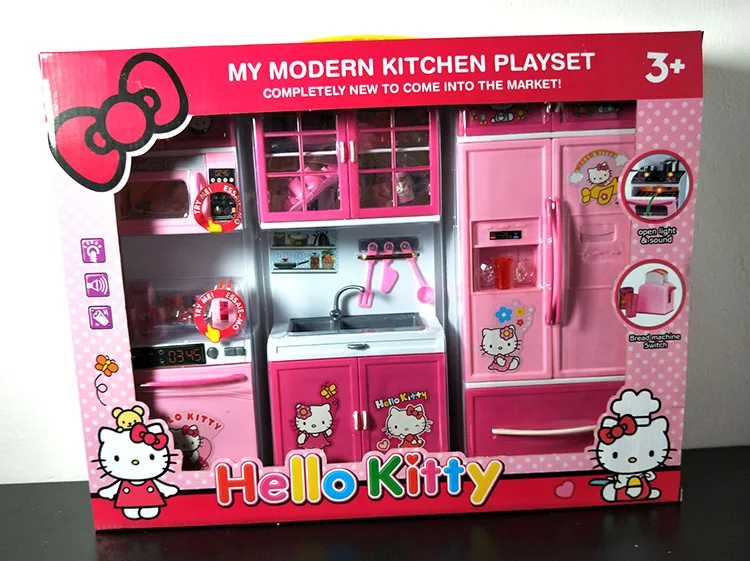  Hello KT Cat Toy GIRL'S Play House Model Kitchen Lights Voice Set Birthday Gift - 4000267172541